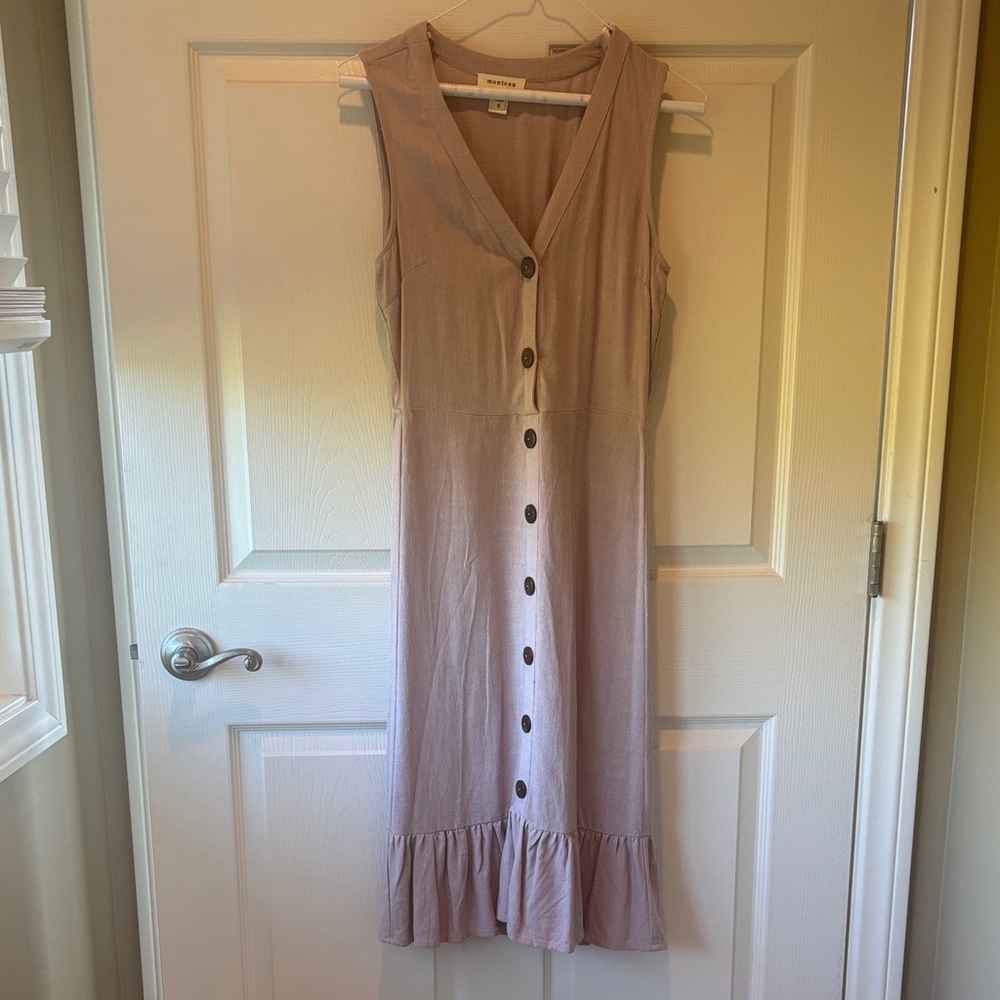 Elegant Mauve Button-Down Midi Dress